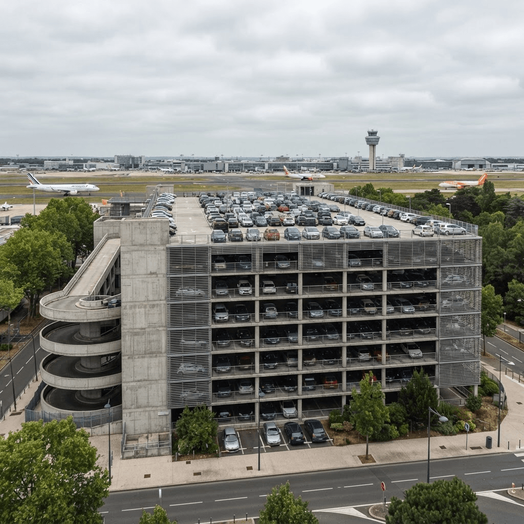 Parking couvert moderne près d'un aéroport